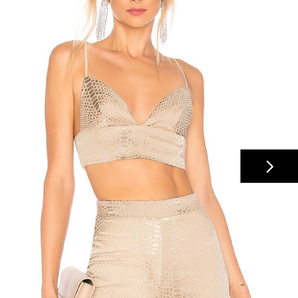 Superdown Snakeskin Beige Crop Top